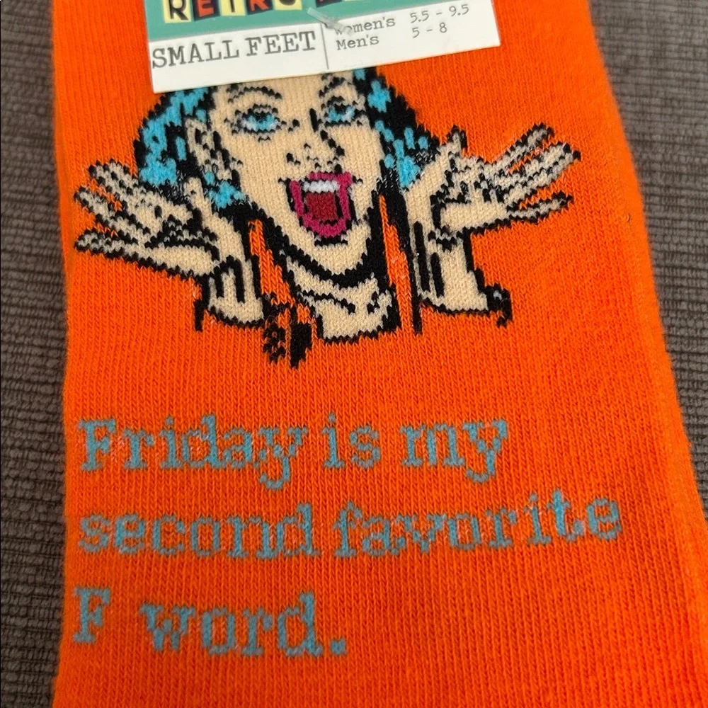 TWO LEFT FEET Retro Remix Crew Socks Friday Theme Small feet size NWT